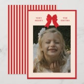 Big Bow Flat Holiday Card Feestdagenkaart (Voorkant / Achterkant)