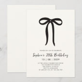 Big Bow Hand drawn birthday invitation Kaart (Voorkant / Achterkant)