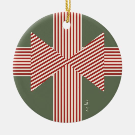 Big Bow of Striped Ribbon Keramisch Ornament (Voorkant)