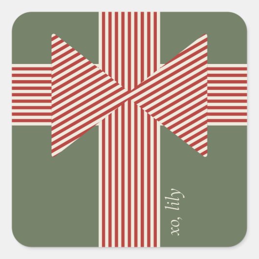 Big Bow of Striped Ribbon Vierkante Sticker (Voorkant)