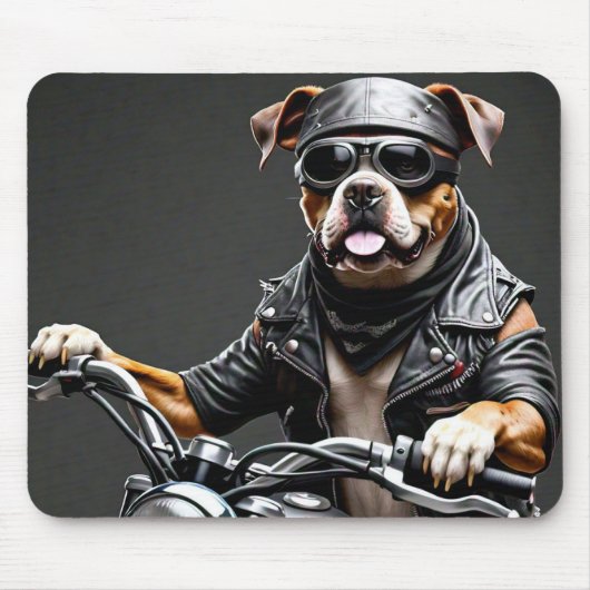Big Boxer Hond op de motor Muismat (Voorkant)