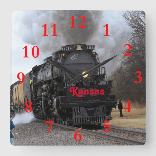 Big Boy 4014 Black Wolf Kansas Vierkante Klok (Voorkant)