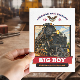 Big Boy 4014 Steam Locomotive Retro Illustration Briefkaart