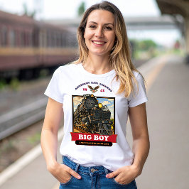 Big Boy 4014 Steam Locomotive Retro Illustration T-shirt