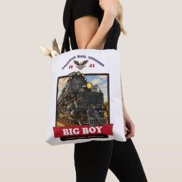 Big Boy 4014 Steam Locomotive Retro Illustration Tote Bag