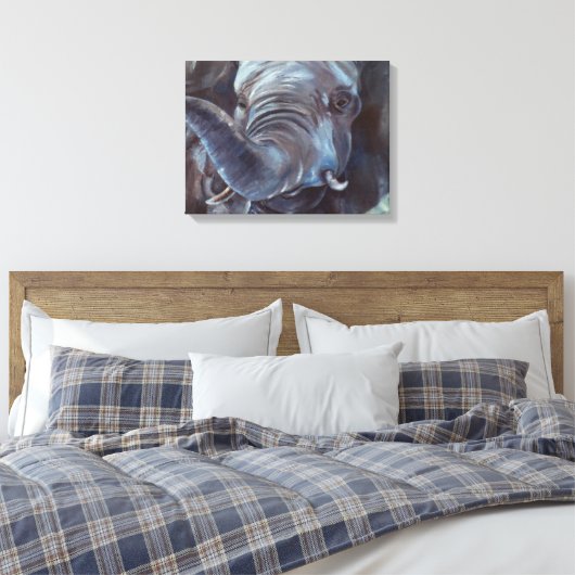 Big Boy Olifant Wrapped Canvas Print (Insitu (Slaapkamer))
