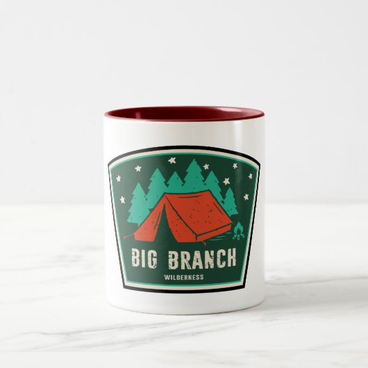 Big Branch Wilderness Vermont Camping Tweekleurige Koffiemok (Center)