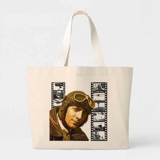 BIG Brave Motion Afbeelding Aviator Inspiration Ba Grote Tote Bag (Voorkant)