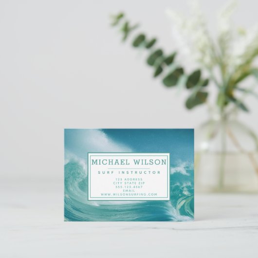Big Breaking Waves Foto - Surf Instructor Visitekaartje (Staand voorkant)
