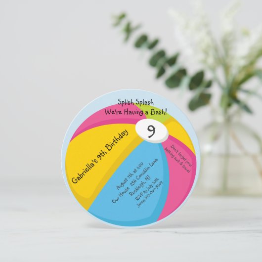 Big, Bright Ball Birthday Uitnodiging (Staand voorkant)