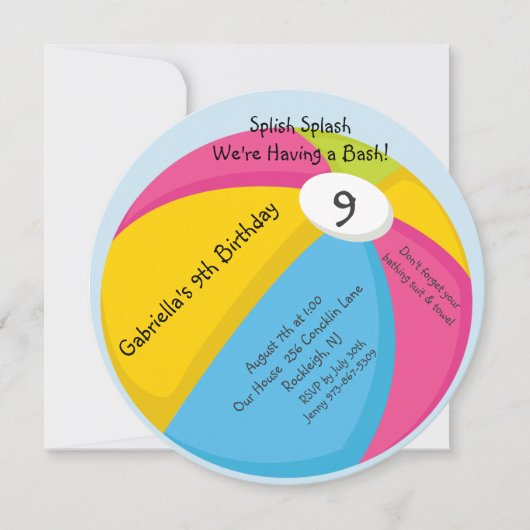 Big, Bright Ball Birthday Uitnodiging (Voorkant)