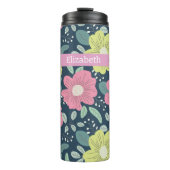 Big Bright Flowers Dark Personalized Thermosbeker (Voorkant)