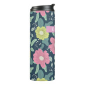 Big Bright Flowers Dark Personalized Thermosbeker (Gedraaid links)