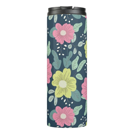 Big Bright Flowers Dark Personalized Thermosbeker (Achterkant)