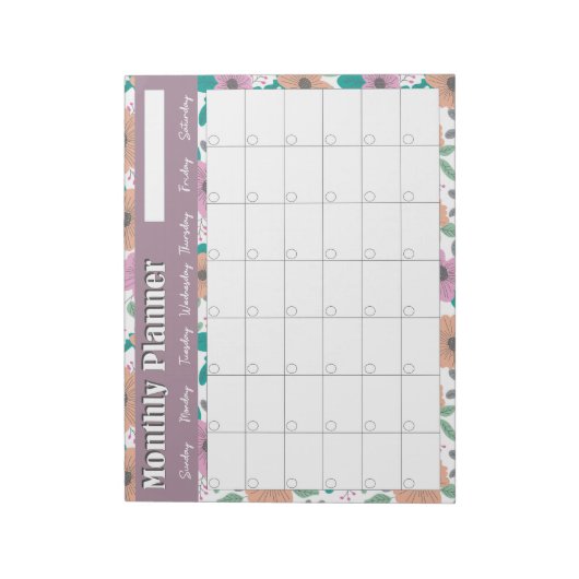 Big Bright Flowers Monthly Planner Notitieblok (Linkerzijde)