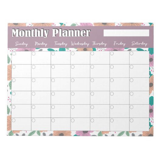 Big Bright Flowers Monthly Planner Notitieblok (Voorkant)