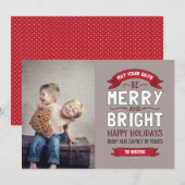 Big Bright & Merry Holiday-fotokaart Feestdagenkaart (Voorkant / Achterkant)