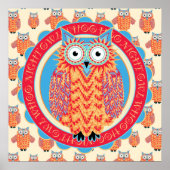Big Bright Night Owl Poster - Kinderkamer (Voorkant)