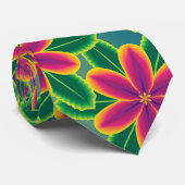 Big Bright Tropical Flowers Hawaiian Oerwoud Stropdas (Opgerold)