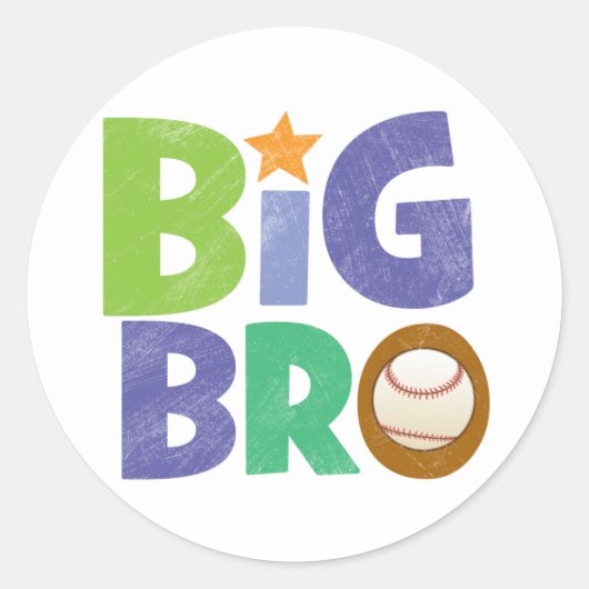 Big Bro Baseball Ronde Sticker (Voorkant)