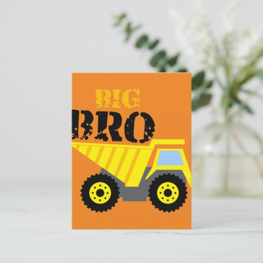 Big Bro Construction Yellow Dump Truck Briefkaart (Staand voorkant)