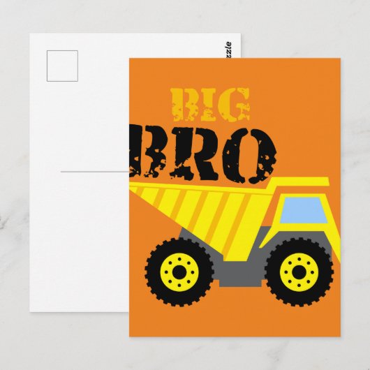 Big Bro Construction Yellow Dump Truck Briefkaart (Voorkant / Achterkant)