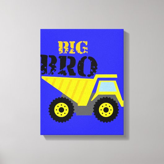 Big Bro Construction Yellow Dump Truck Canvas Afdruk (Voorkant)