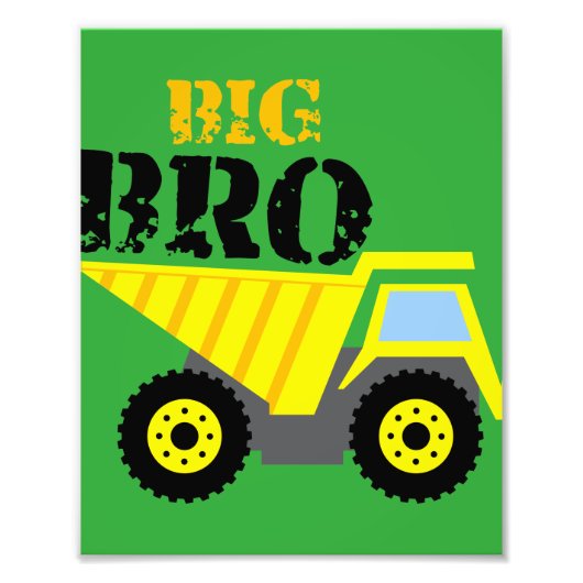 Big Bro Construction Yellow Dump Truck Foto Afdruk (Voorkant)
