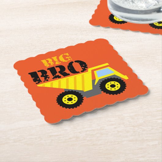 Big Bro Construction Yellow Dump Truck Kartonnen Onderzetters (Gebogen)
