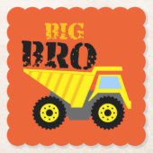 Big Bro Construction Yellow Dump Truck Kartonnen Onderzetters (Voorkant)