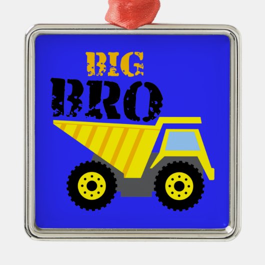 Big Bro Construction Yellow Dump Truck Metalen Ornament (Voorkant)