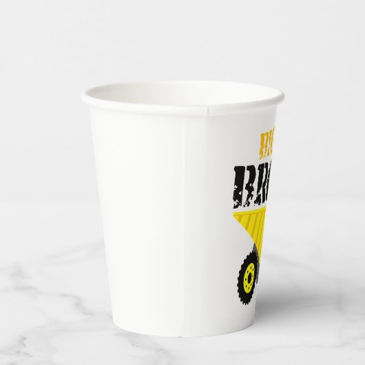 Big Bro Construction Yellow Dump Truck Papieren Bekers (Rechts)