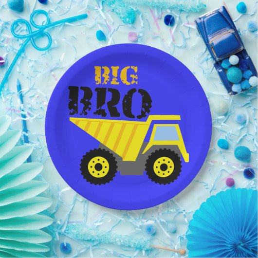 Big Bro Construction Yellow Dump Truck Papieren Bordje (Feest)