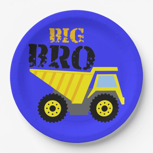 Big Bro Construction Yellow Dump Truck Papieren Bordje (Voorkant)