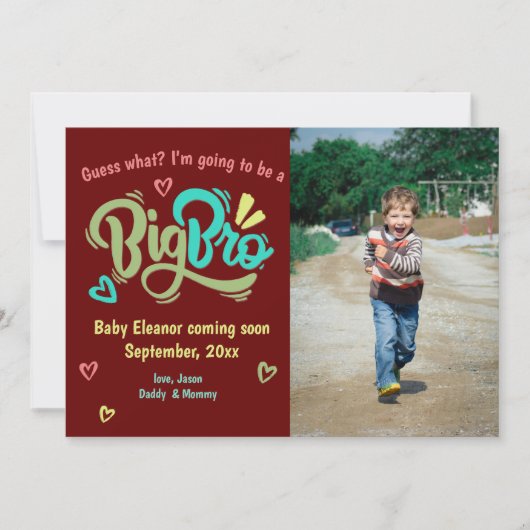 Big Bro foto Big Brother zwangerschapsaankondiging Aankondiging (Voorkant)