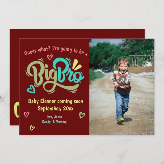 Big Bro foto Big Brother zwangerschapsaankondiging Aankondiging (Voorkant / Achterkant)