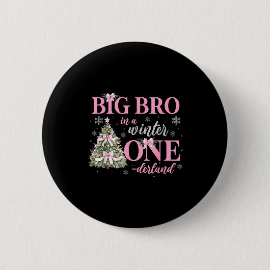 Big Bro In A Winter Onederland Birthday Girl Chris Ronde Button 5,7 Cm (Voorkant)