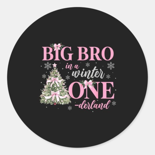 Big Bro In A Winter Onederland Birthday Girl Chris Ronde Sticker (Voorkant)