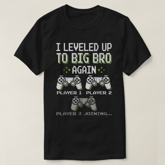 Big Bro Level Up Shirt - Gamer Sibling Reveal Tee (Design voorkant)