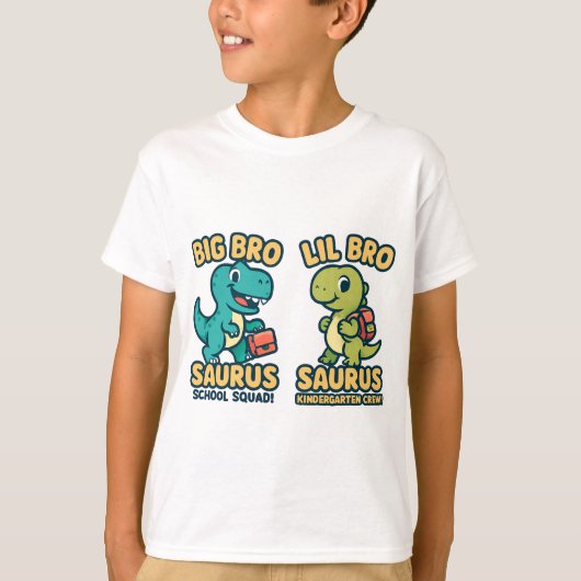 Big Bro & Lil Bro Saurus Back to School T-Shirt (Voorkant)