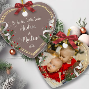 Big Bro Little Sis Photo Gold Lijst Ornament