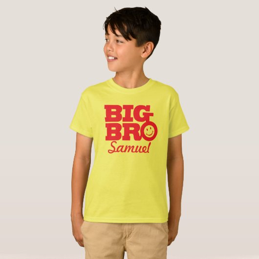 Big bro naam rood geel kinder t-shirt (Voorkant volledig)