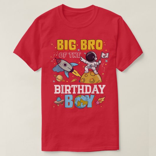 Big Bro van het 'Birthday Astronaut Boy Space'-the T-shirt (Design voorkant)
