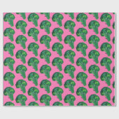 Big broccoli roze en groene cadeauverpakking water cadeaupapier (Vlak)