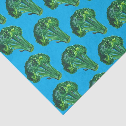 Big Broccoli Waterverf Blue Gift Tissuepapier (Detail)