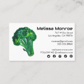 Big Broccoli Waterverf gezonde Chef Social Icons Visitekaartje (Achterkant)