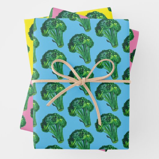Big Broccoli Waterverf Patroon Kleurrijke Gift Inpakpapier Vel (In situ)