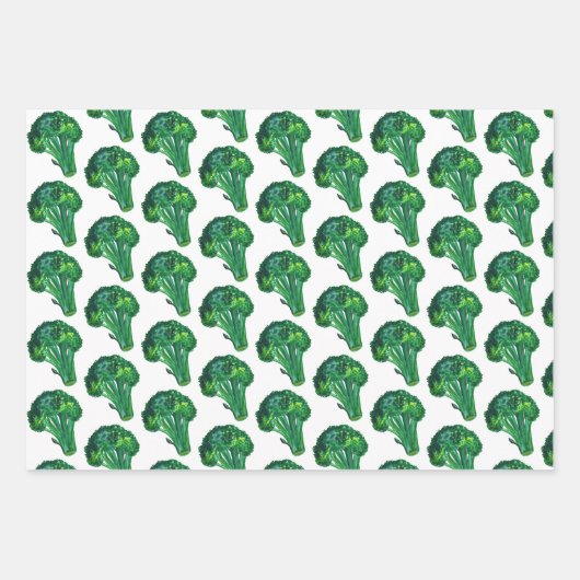 Big Broccoli Waterverf Pattern Gift Inpakpapier Vel (Voorkant 3)