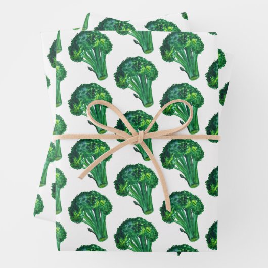 Big Broccoli Waterverf Pattern Gift Inpakpapier Vel (In situ)