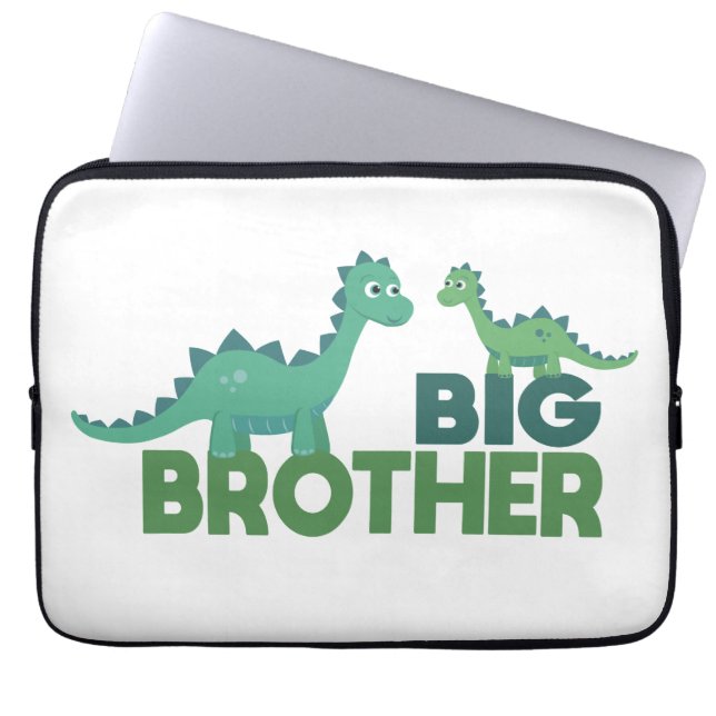 Big broer dinosaur cartoon jongens laptop sleeve (Voorkant)